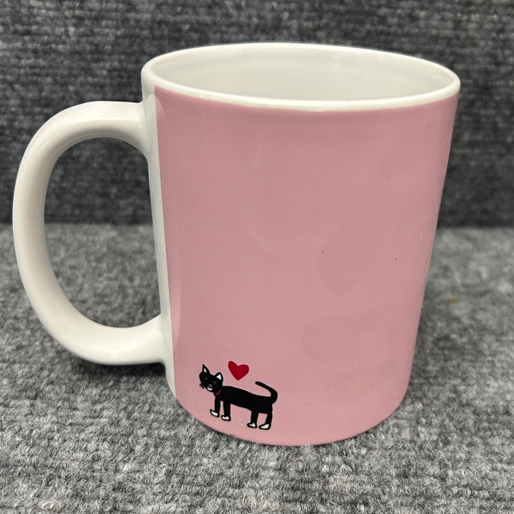 Marc Tetro Black Cat Pink Ceramic Coffee Mug Green Eyes Orca Coatings - Picture 3 of 8